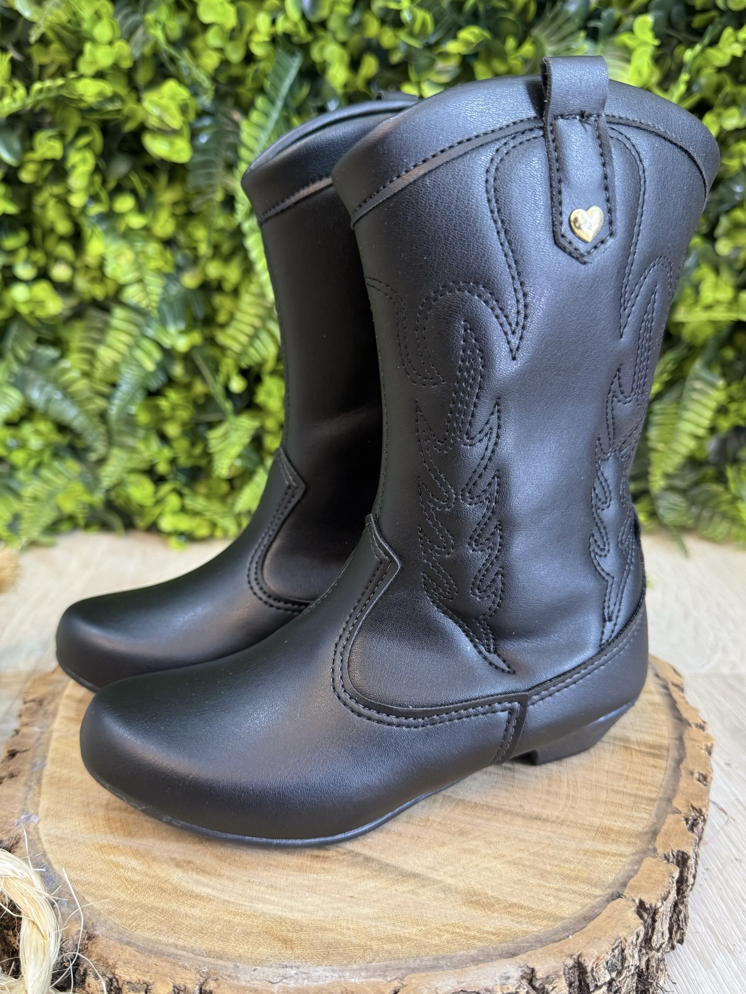 Bota infantil Boiadeira Texana Com Zíper e Salto Preta