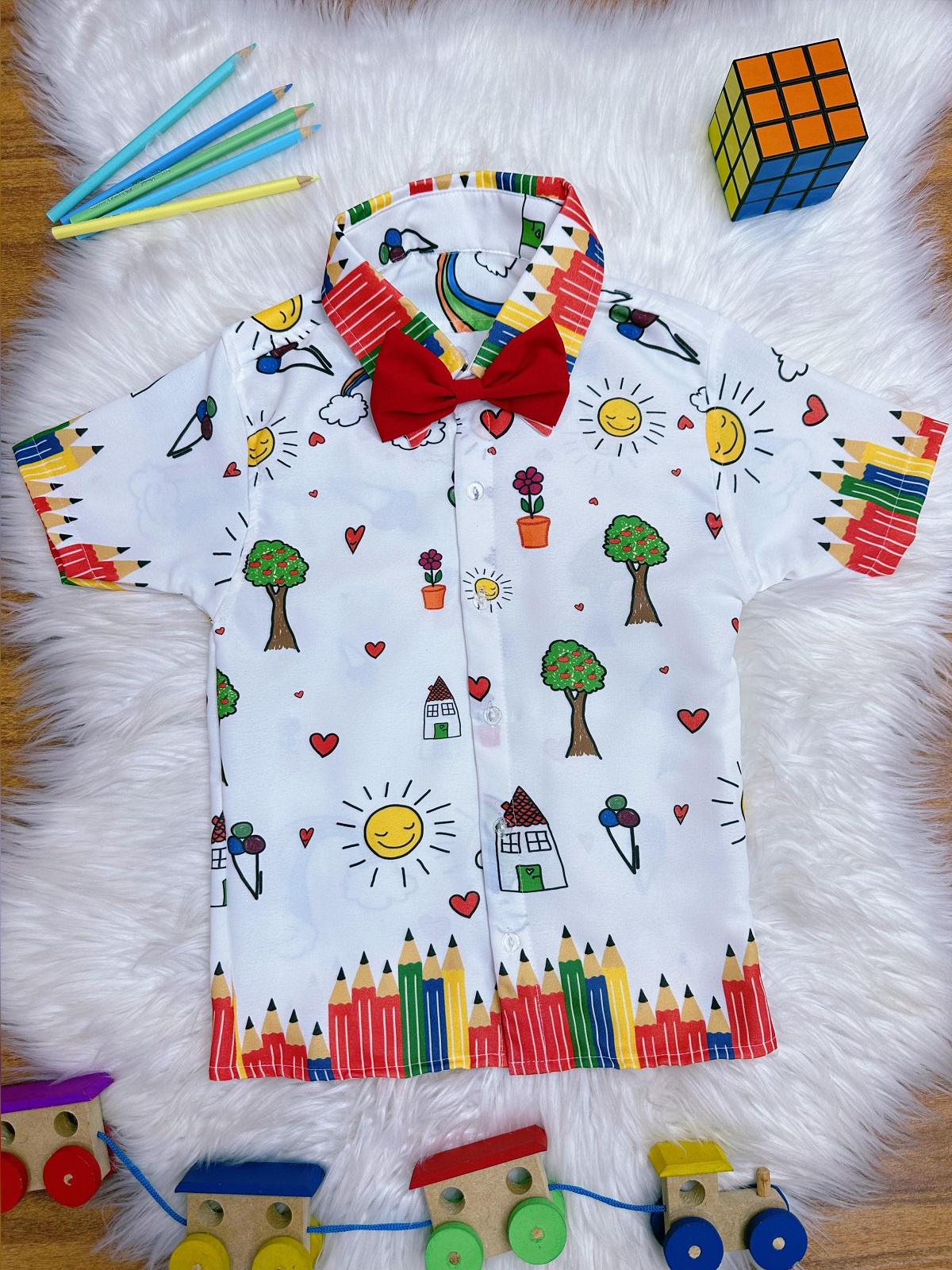 Camisa Aquarela Com Gravatinha Festas Luxo