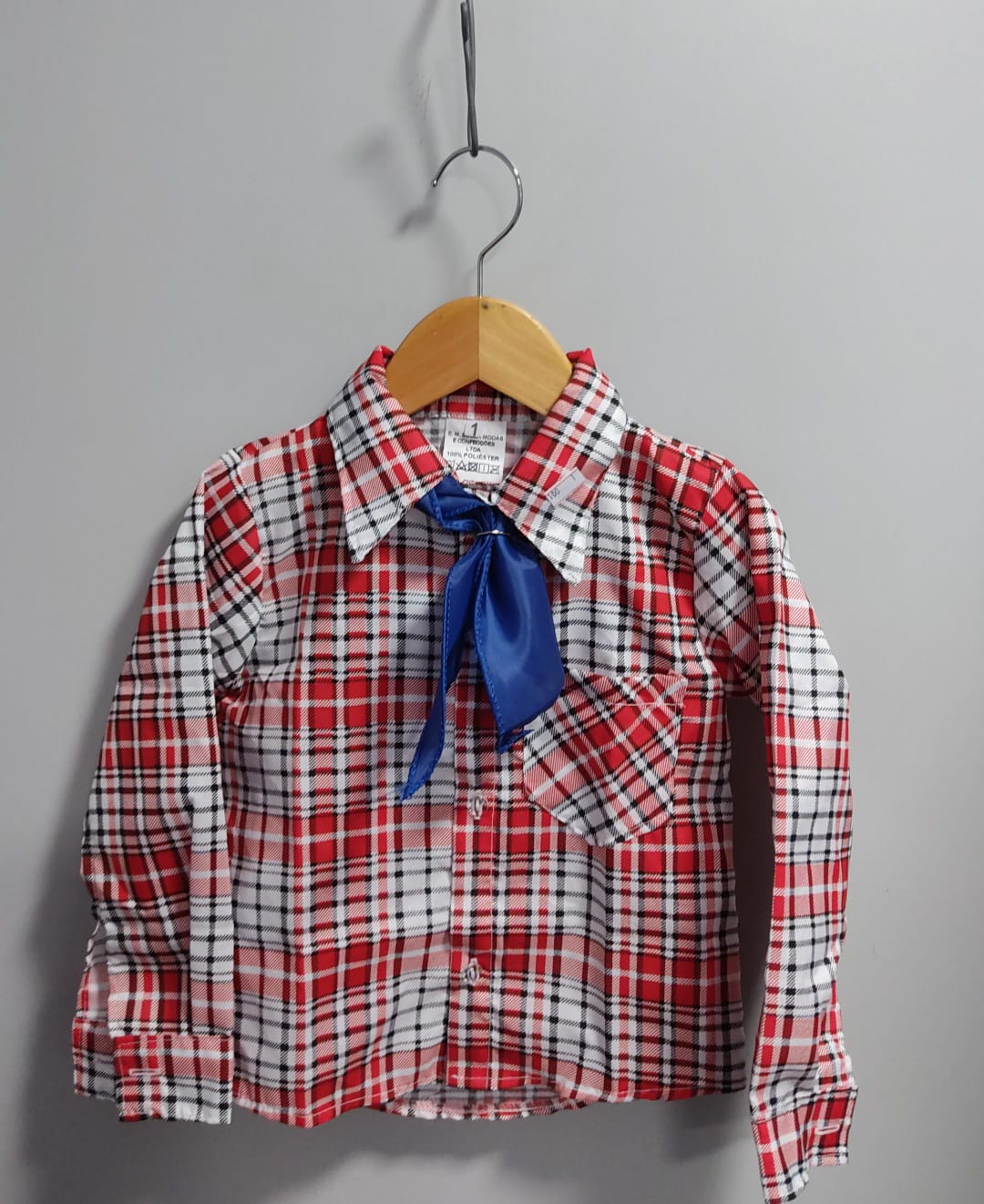 Camisa Xadrez Junino Caipira Arraiá Vermelho Com Gravata