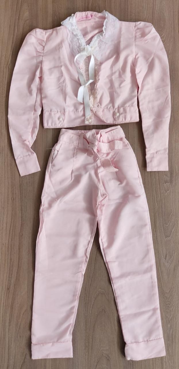 Conjunto Infantil Meninas Camisa e Calça Rosa Luxo