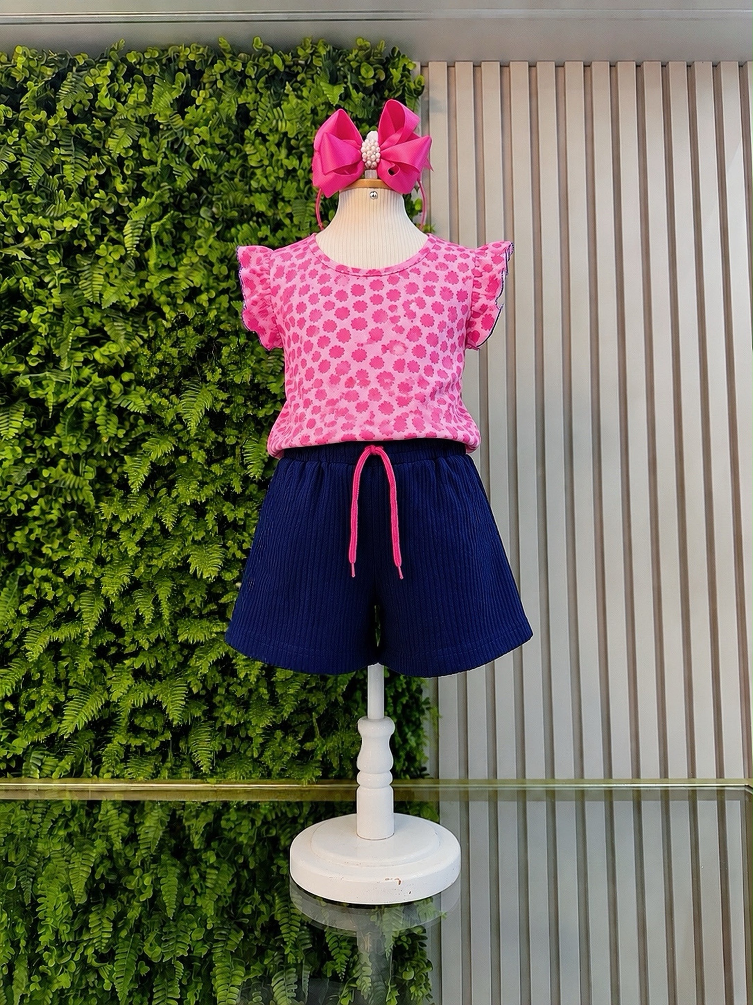 Conjunto Meninas Blusa Cropped Colorido e Shorts Fru-Fru