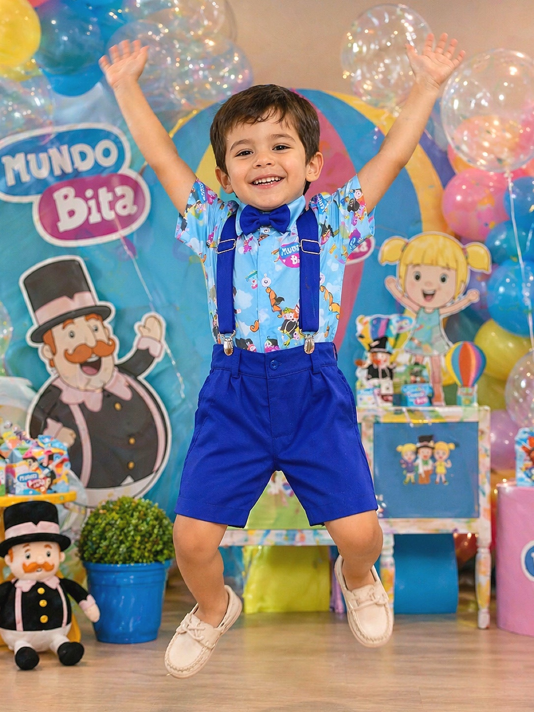 Conjunto Meninos Circo Azul Com Short Susp.e Camisa