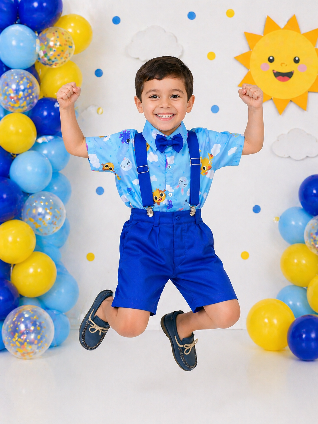 Conjunto Meninos do Bolofofos Azul Com Short Susp.e Camisa