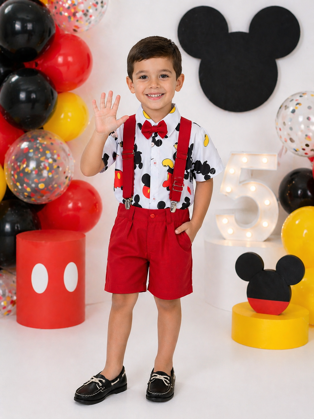 Conjunto Meninos do Mickey Mouse Com Short Susp.e Camisa