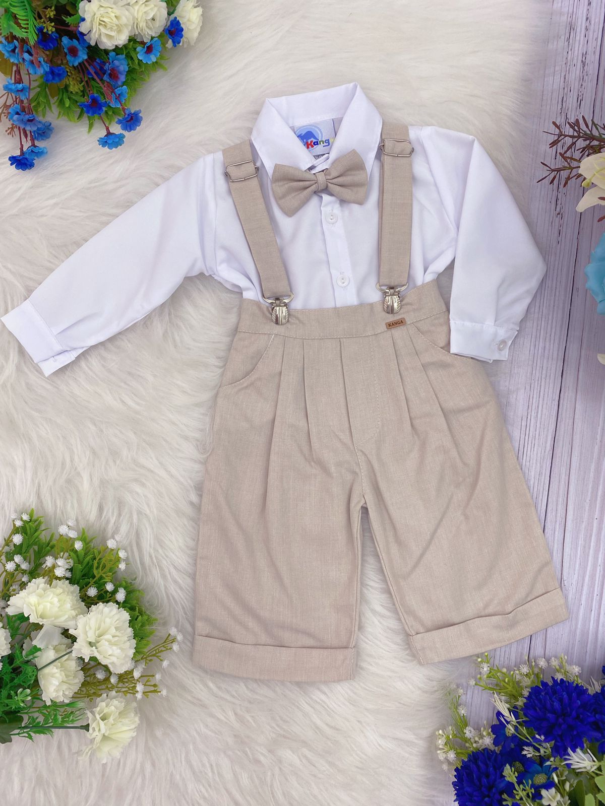 Conjunto Social Calça Camisa Gravata Suspensório P/M/G