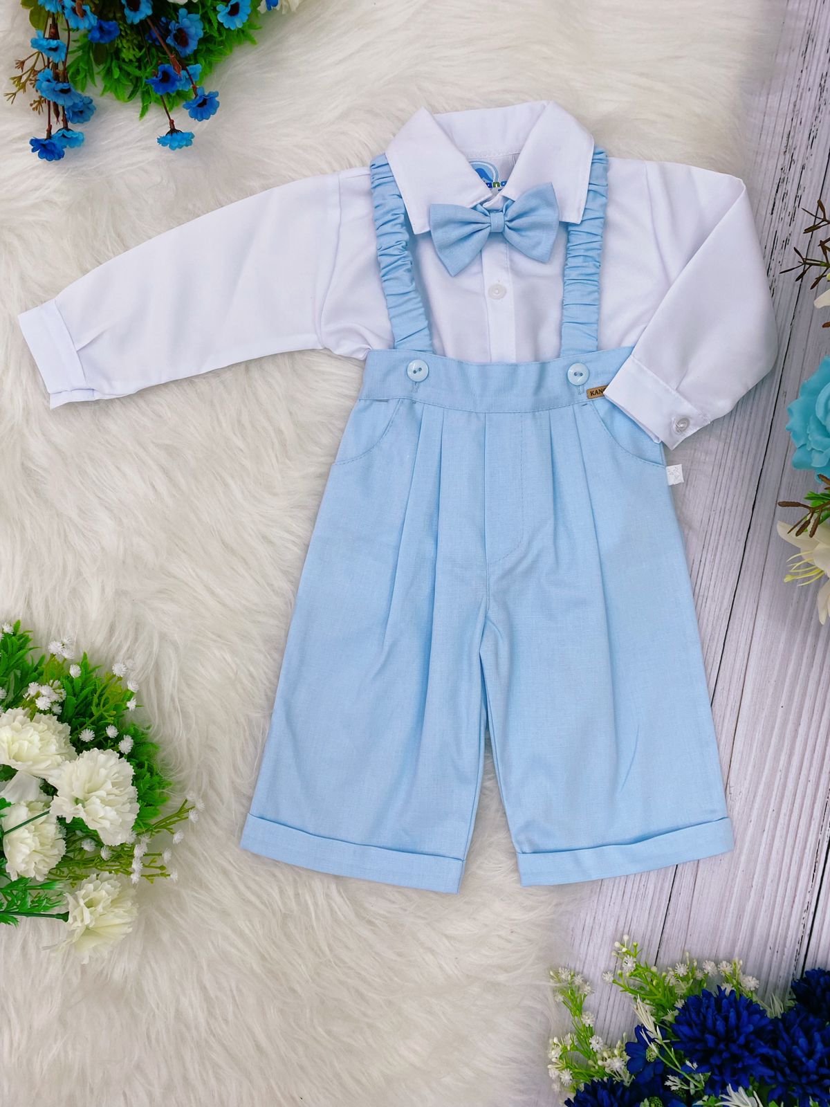 Conjunto Social Calça Camisa Gravata Suspensório P/M/G