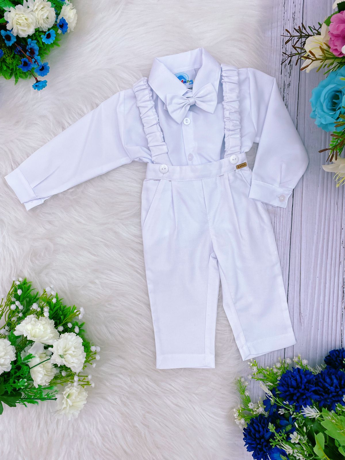Conjunto Social Calça Camisa Gravata Suspensório PMG