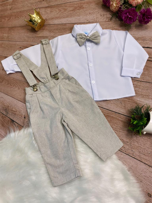Conjunto Social Calça Camisa Gravata Suspensório PMG