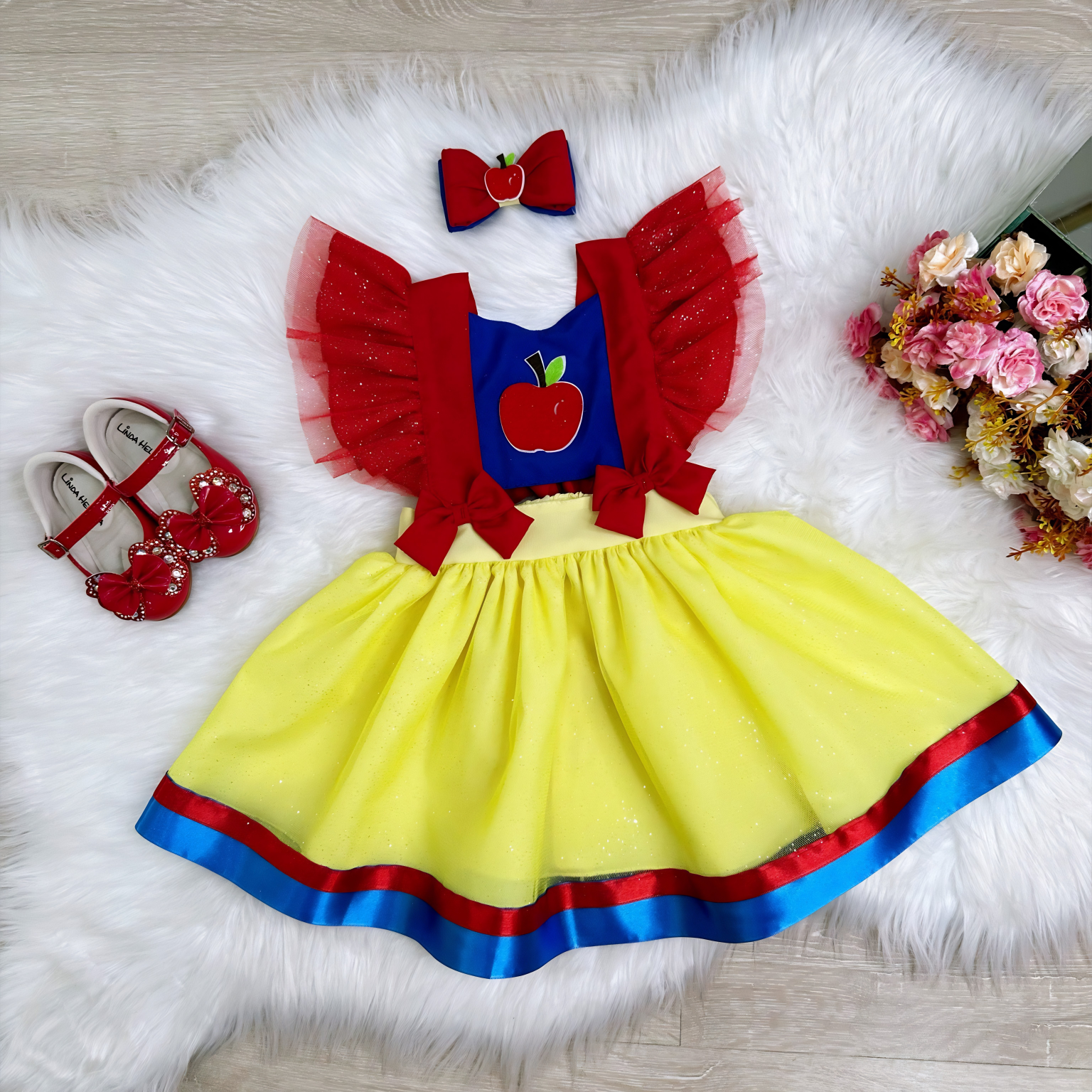 Romper da Branca de Neve Com Laço Luxo