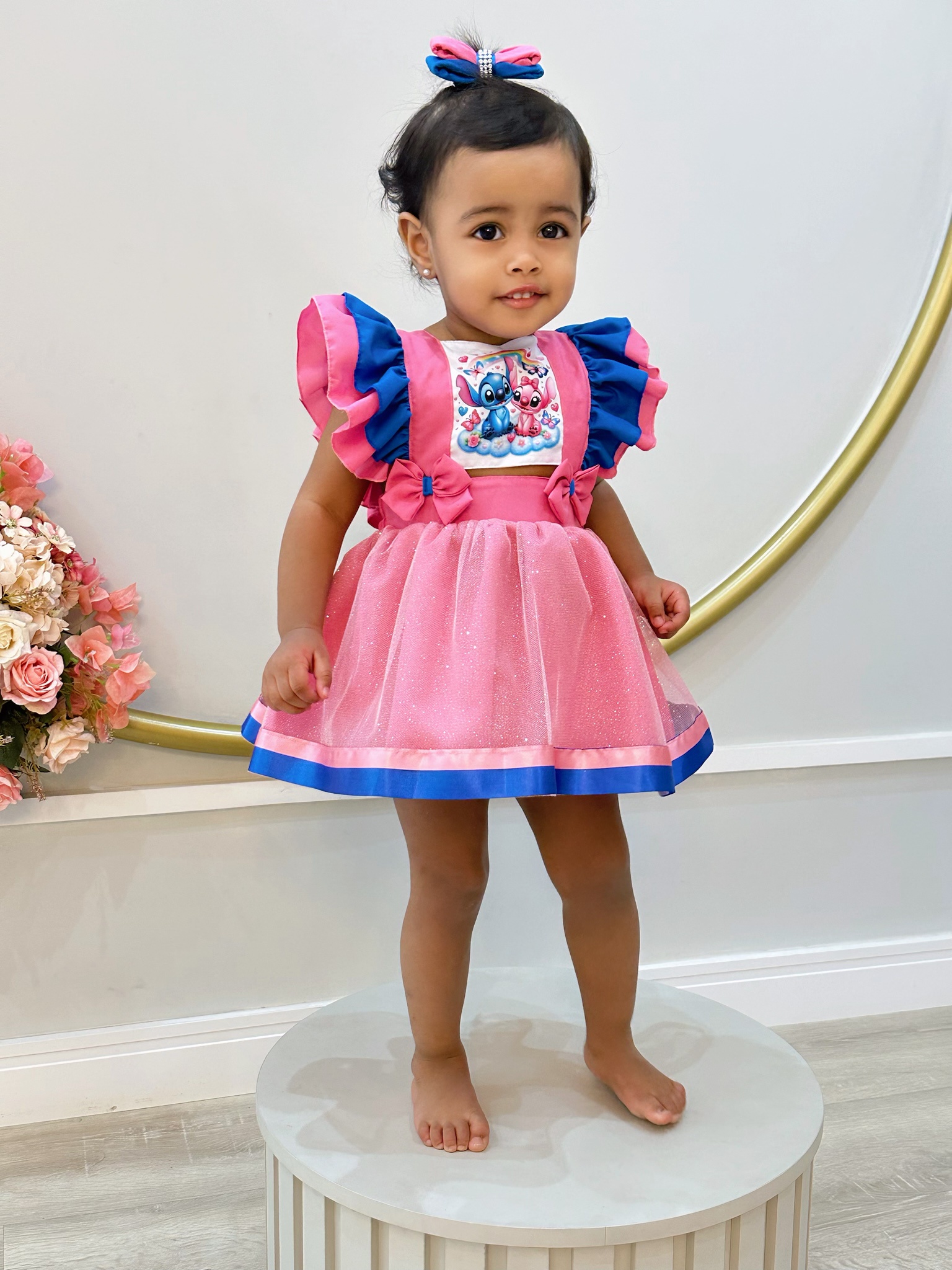 Romper Stitch e Angel Saia Com Glitter Super Luxo
