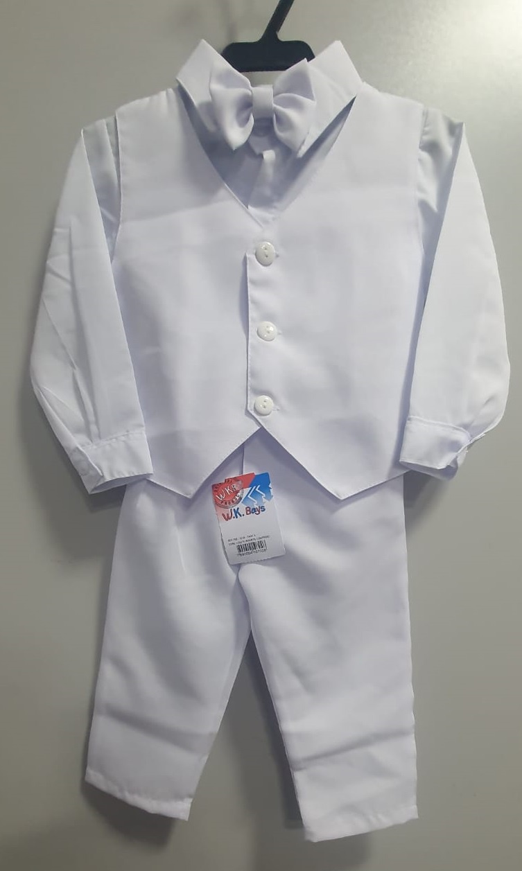 Conjunto Infantil Camisa Calça Colete e Gravata Branco