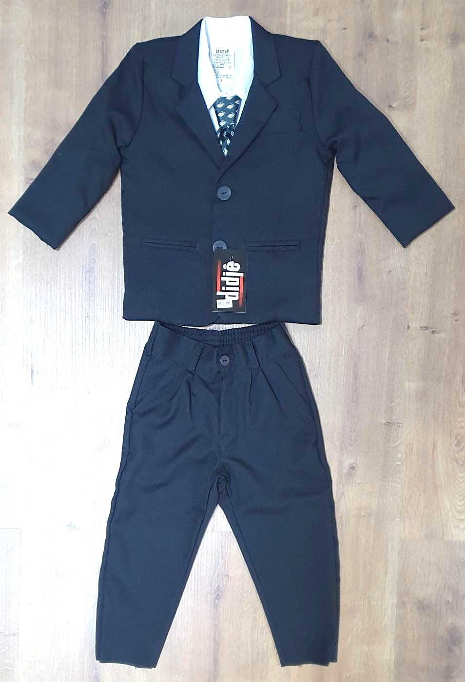 Conjunto Social Pajem Camisa Branca Calça e Terno Preto