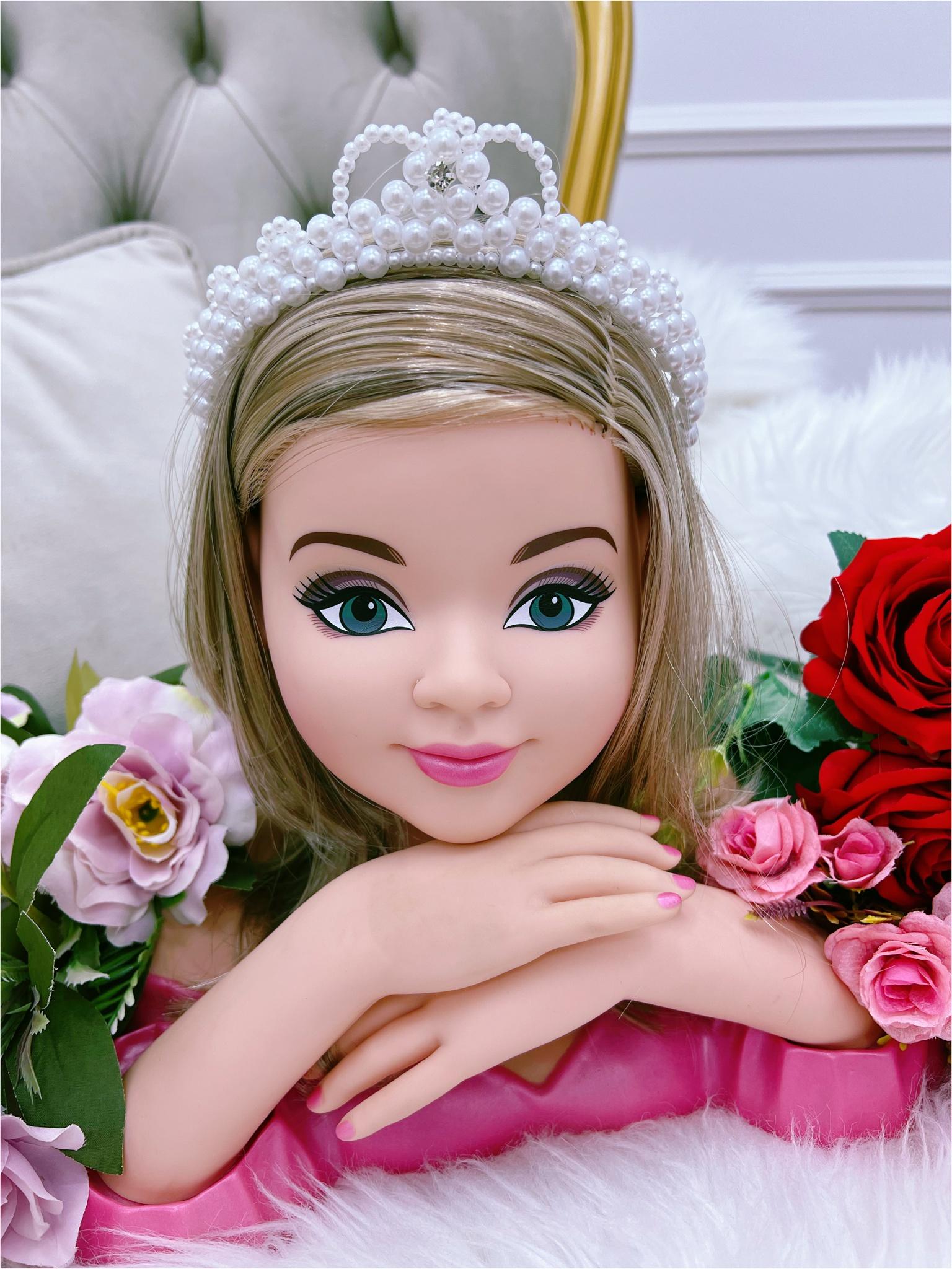 Coroa Infantil de Pérolas Brancas e Strass Princesa