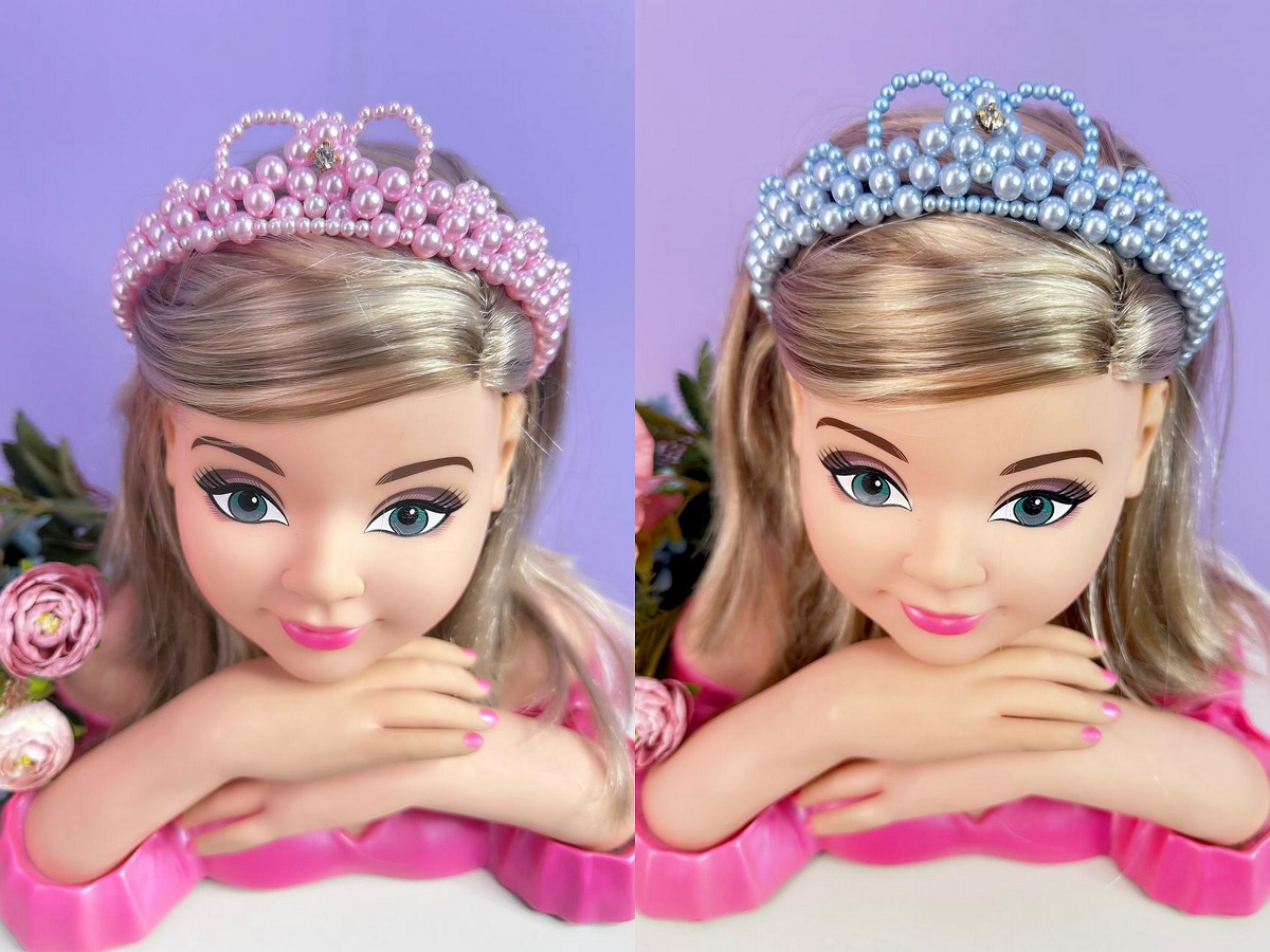 Coroa Infantil Princesa de Pérolas e Strass Luxo Cores