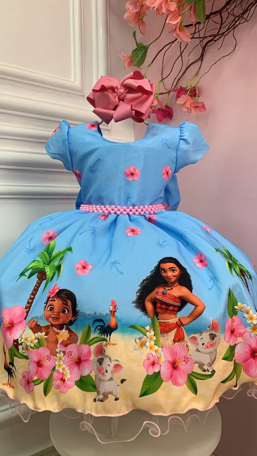 Vestido Infantil Moana na Praia Azul Festas
