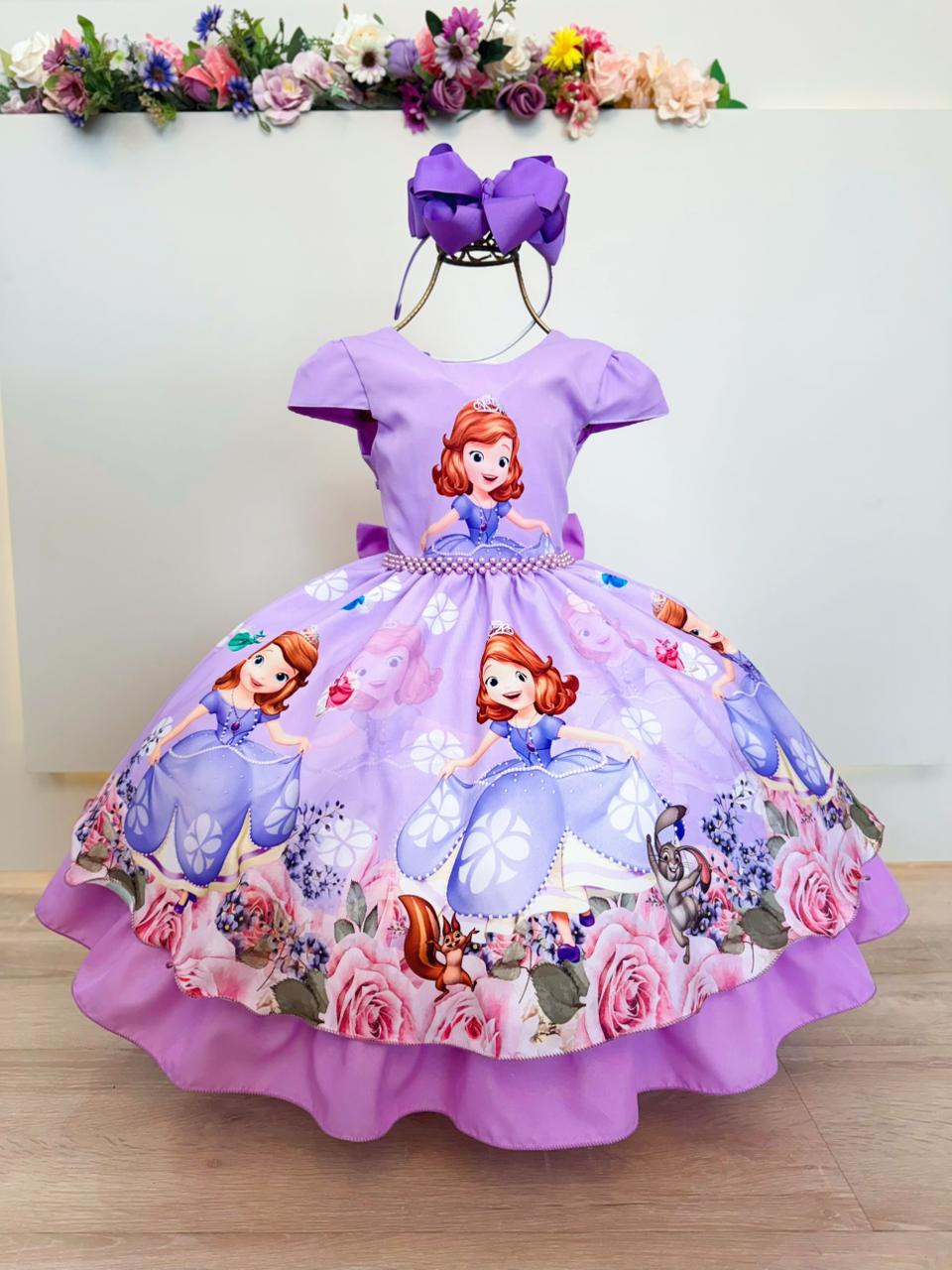 Vestido Infantil Princesa Sôfia C/ Cinto de Pérolas Festas