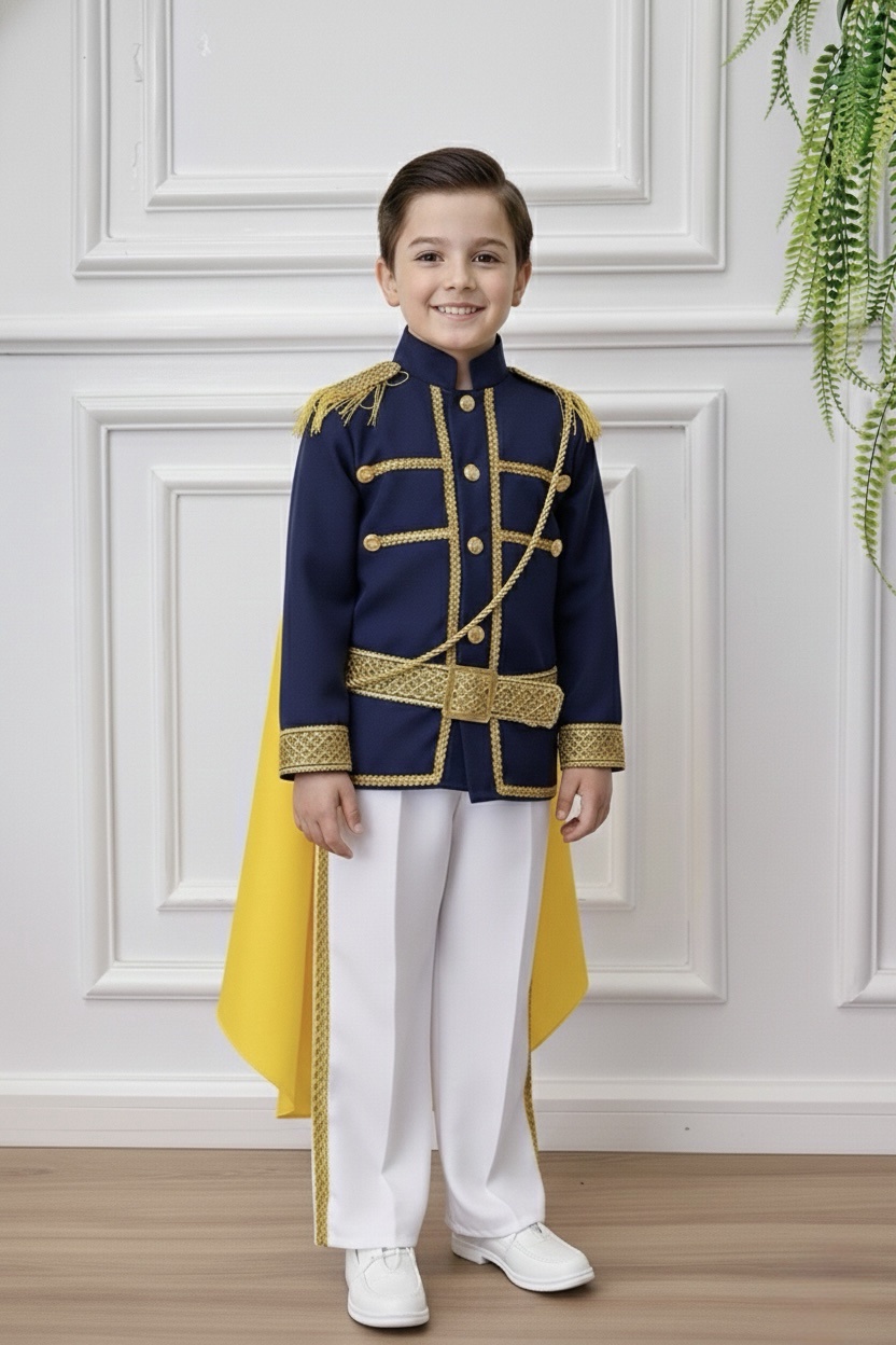 Conjunto Fantasia de Príncipe Azul Marinho Luxo Festas