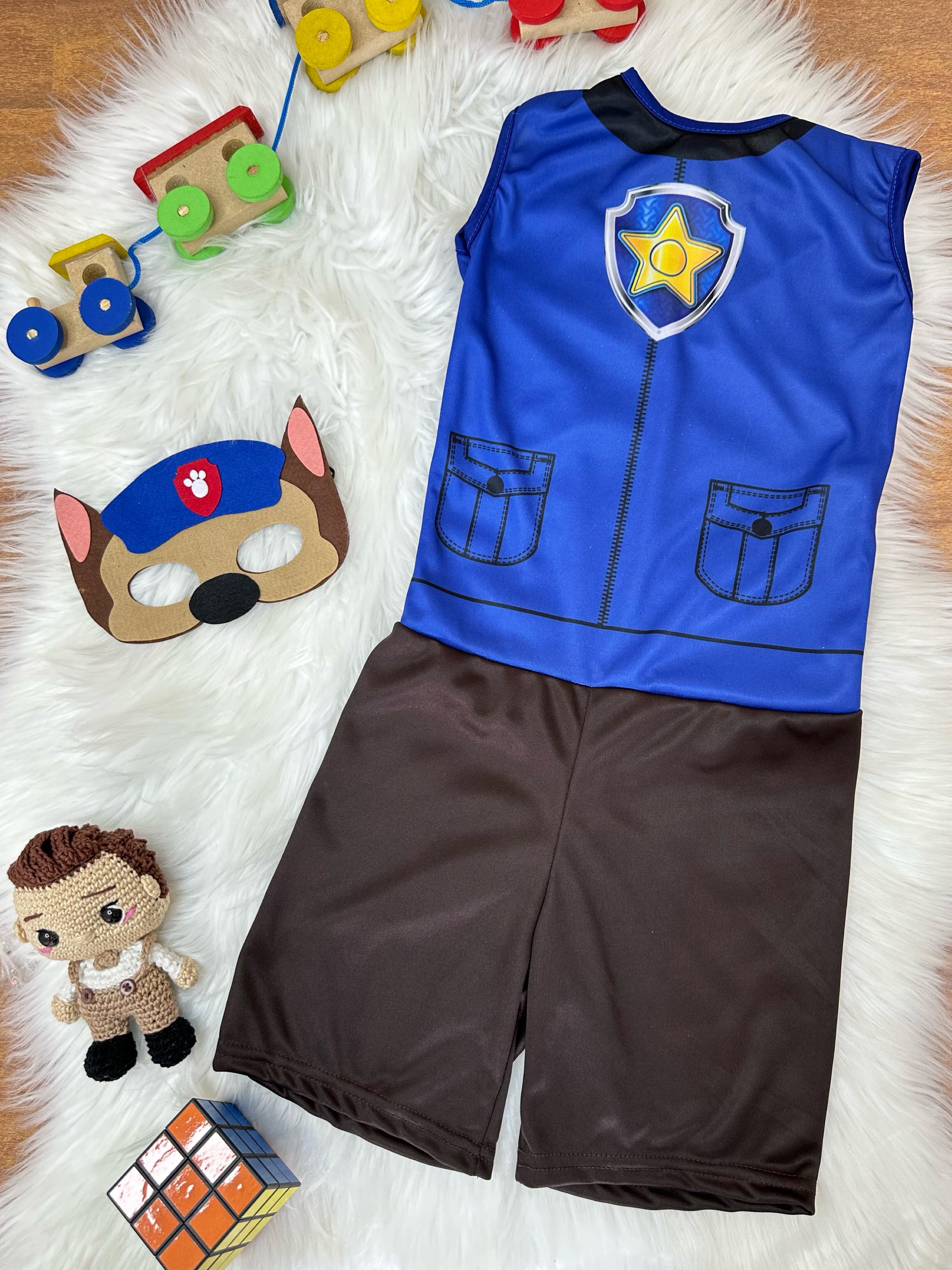 Fantasia Infantil Patrulha Azul Acompanha Máscara