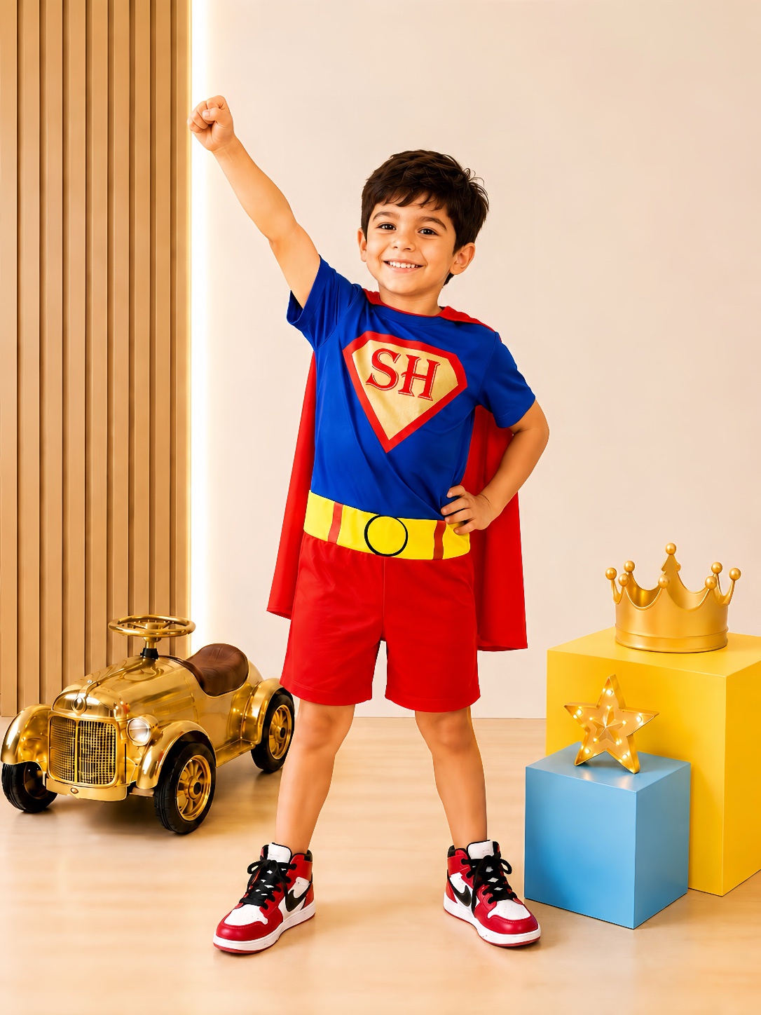 Fantasia Infantil Azul e Vermelha com Capa