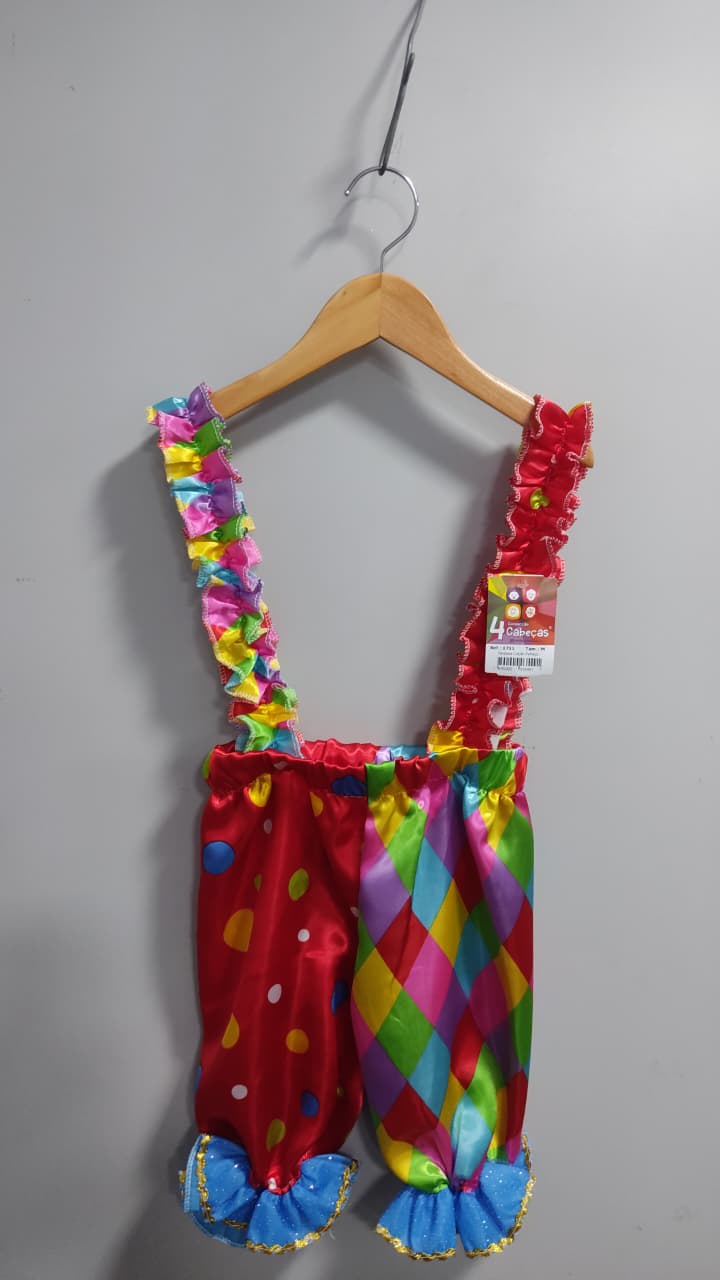 Fantasia Infantil Calção Colorido do Palhaço Festas