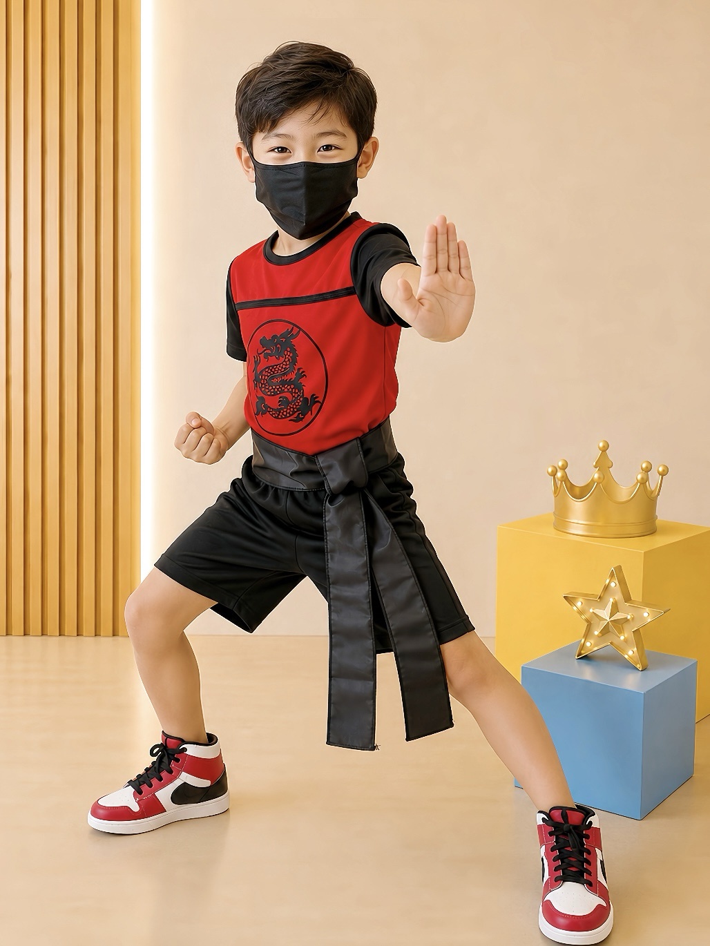 Fantasia Infantil Guerreiro Ninja Samurai C/ Faixa Festas