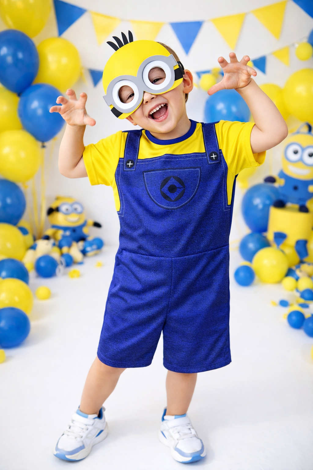 Fantasia Infantil Temática Amarela Boneco Com Máscara