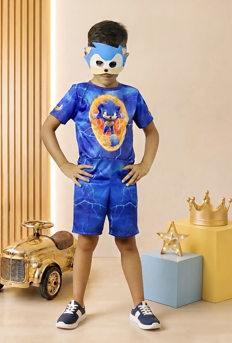 Fantasia Meninos Sonic com Máscara
