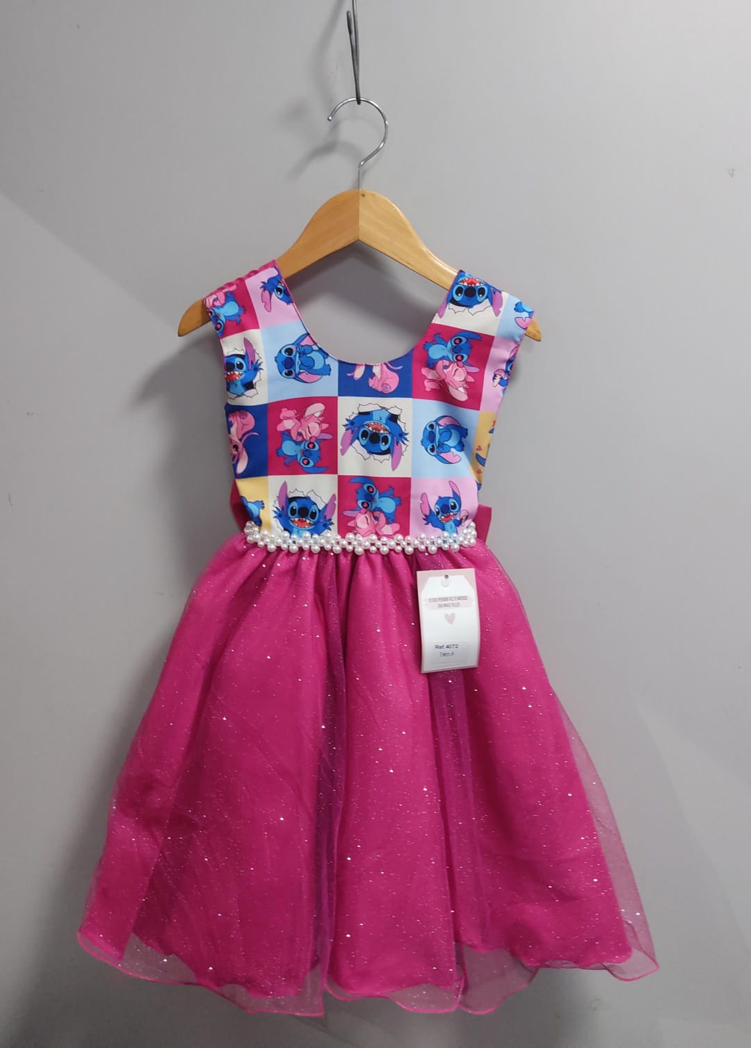 Vestido Infantil Pink Lilo Stitch e Angel Festas