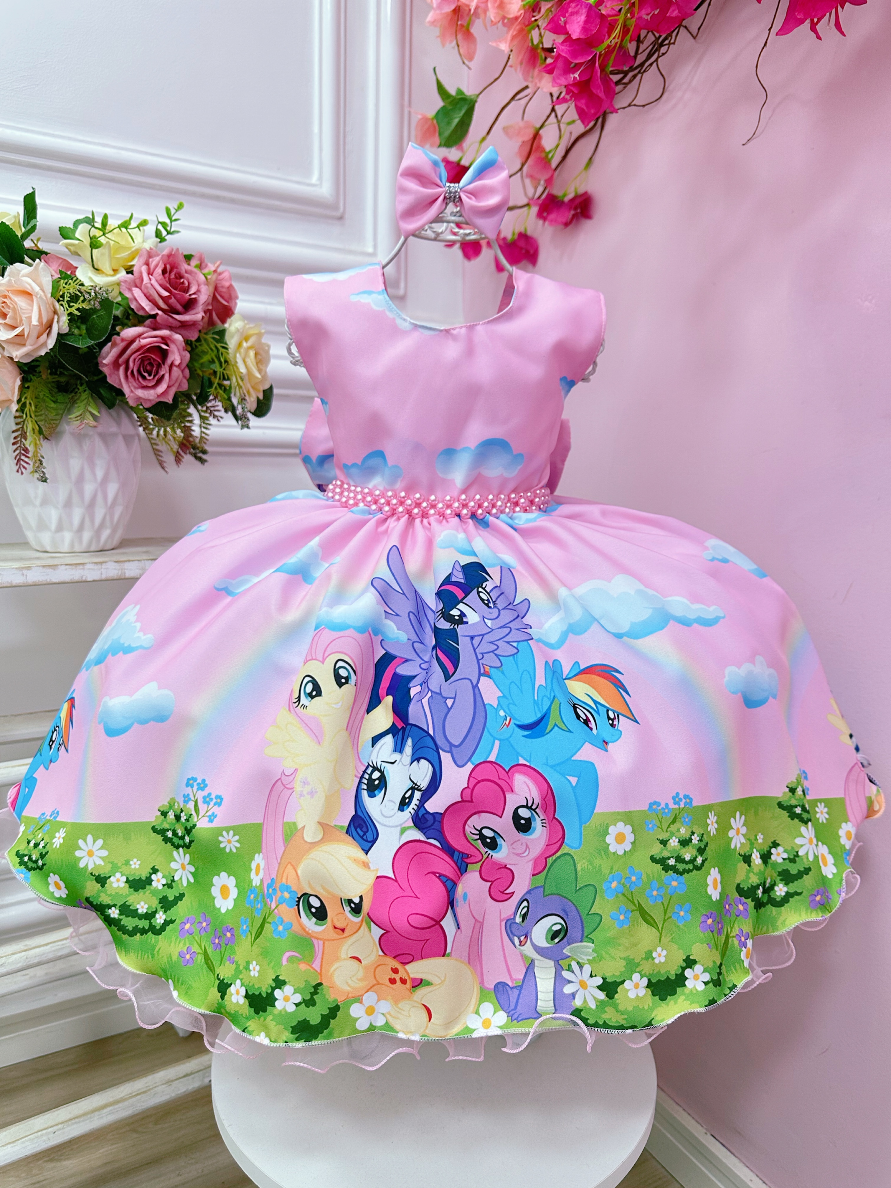 Vestido Infantil My Little Pony Rosa Claro Festas