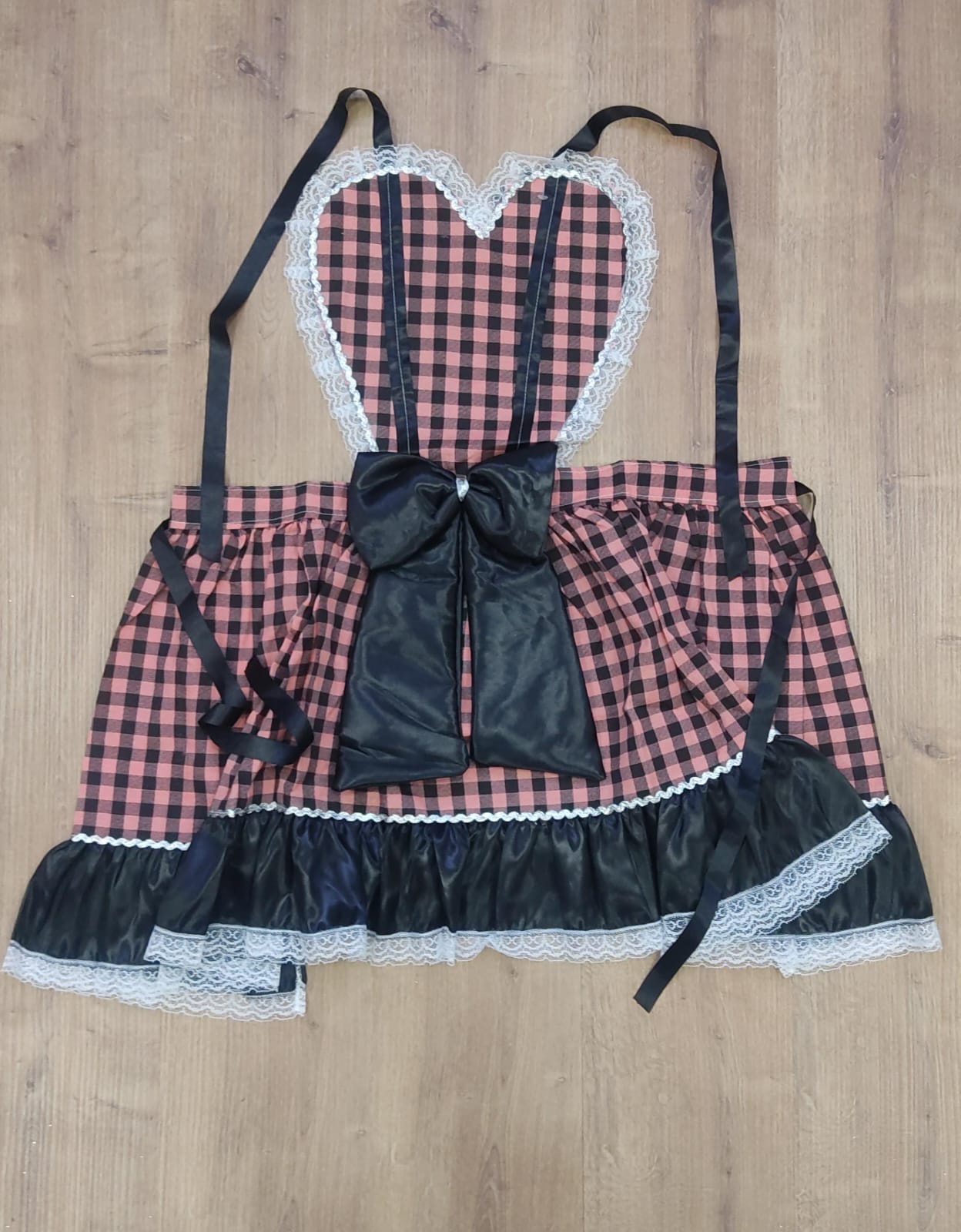 Avental Infantil Junino Caipira Arraiá Festas Preto Xadrez