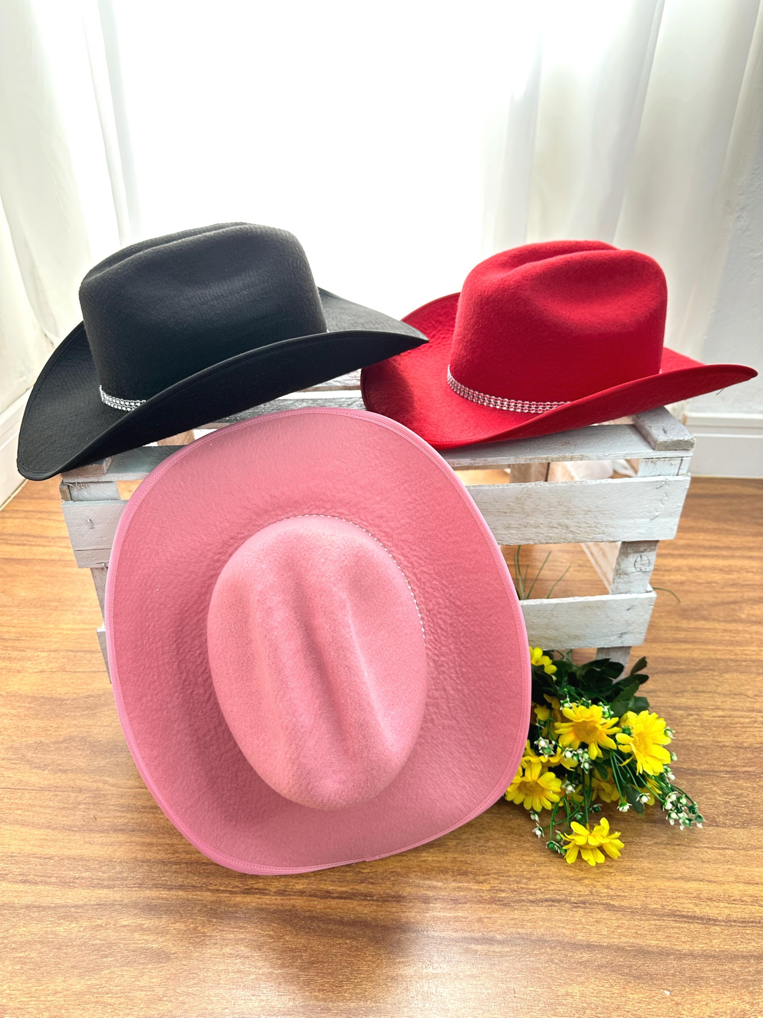 Chapéu Boiadeira Infantil Rosa Vermelho ou Preto Festas