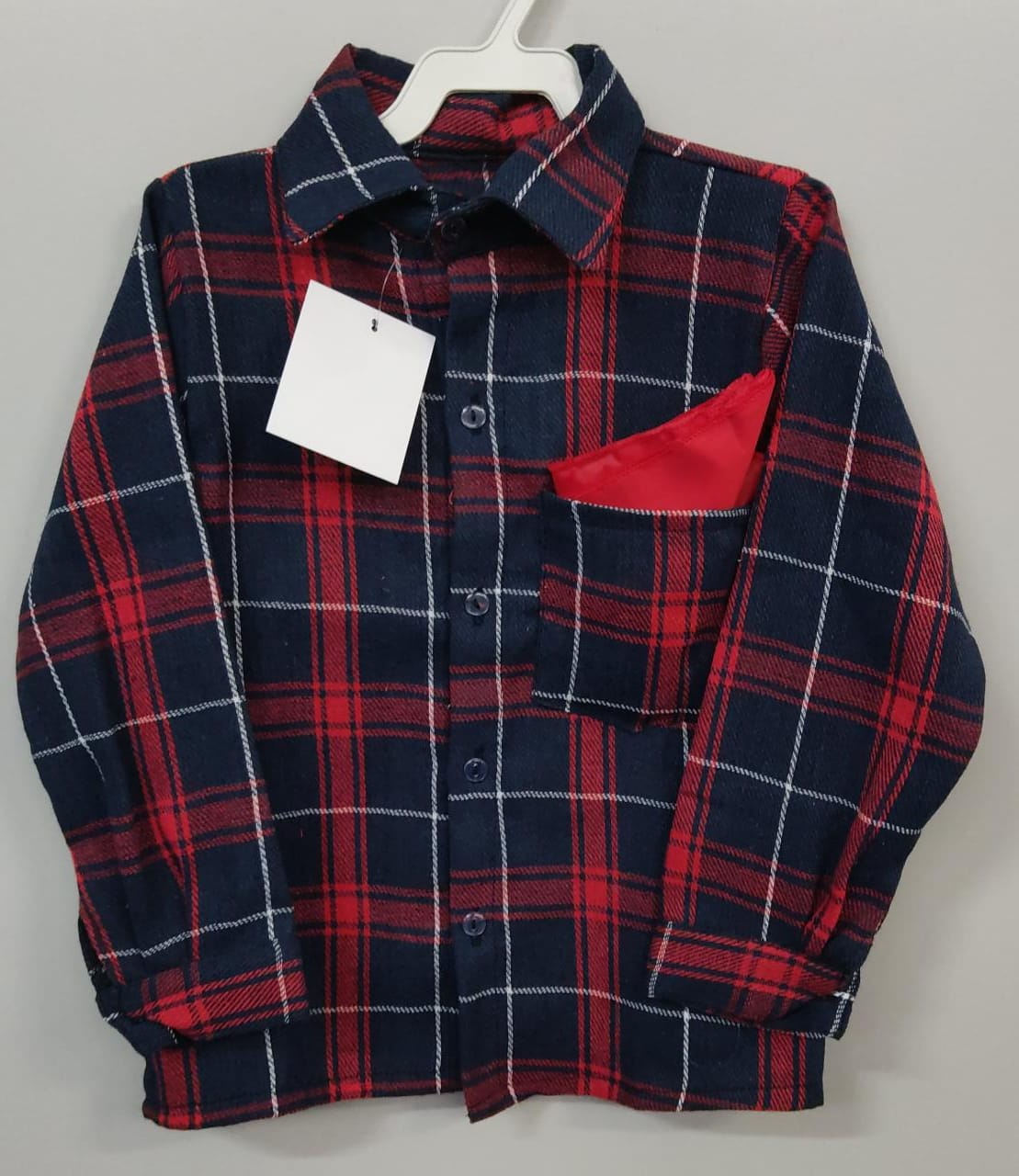 Camisa Flanelada Xadrez Junino Azul Marinho e Vermelho