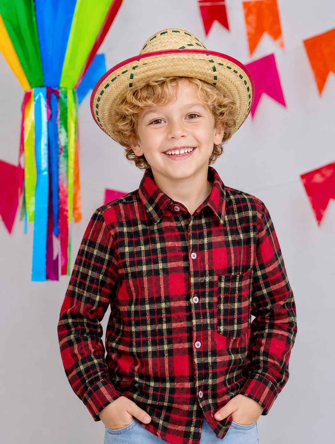 Camisa Infantil Xadrez Flanelada Vermelha e Kaki Manga Longa