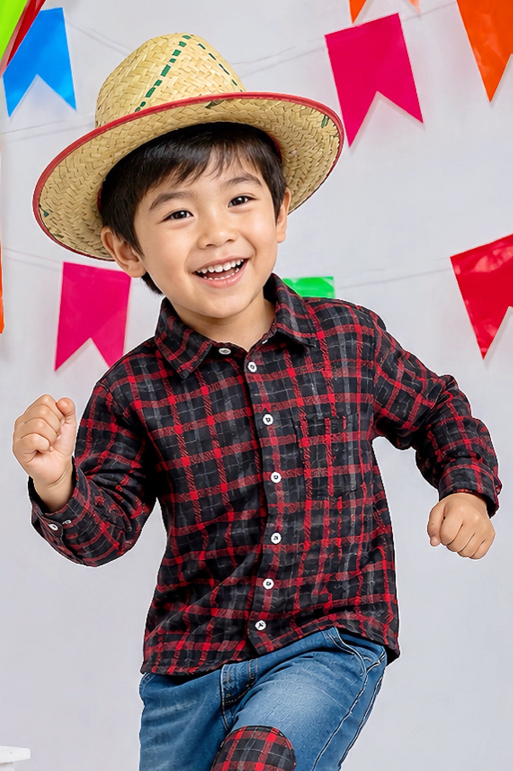 Camisa Infantil Xadrez Flanelada Vermelha e Preta Manga Longa