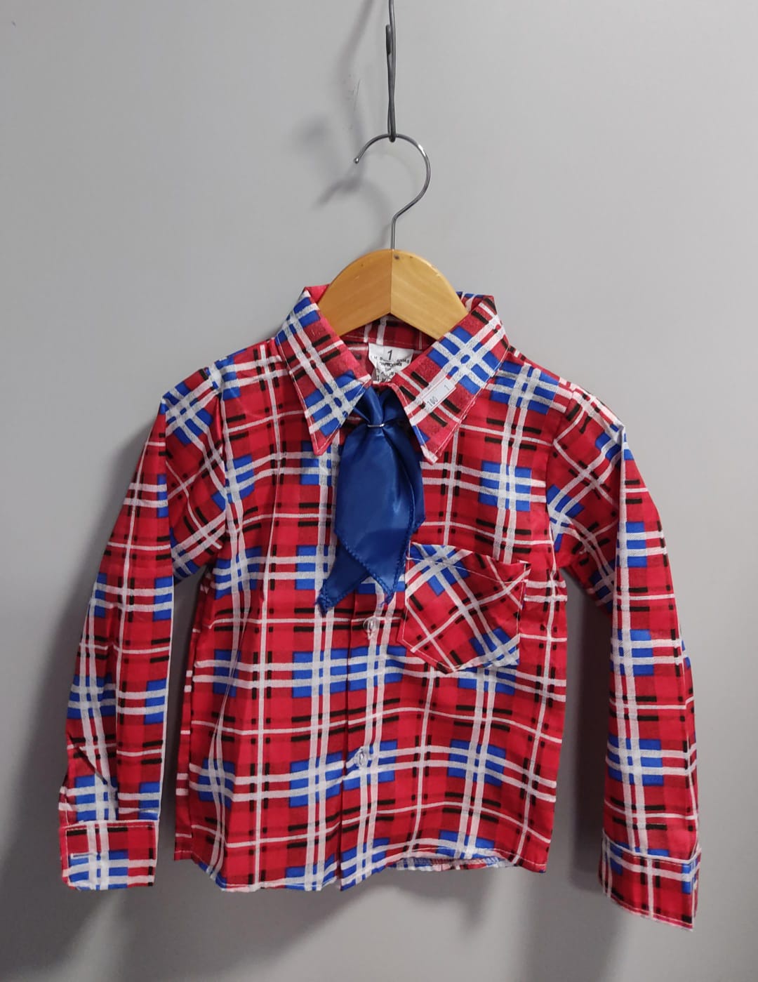 Camisa Xadrez Junino Caipira Vermelho Com Gravata