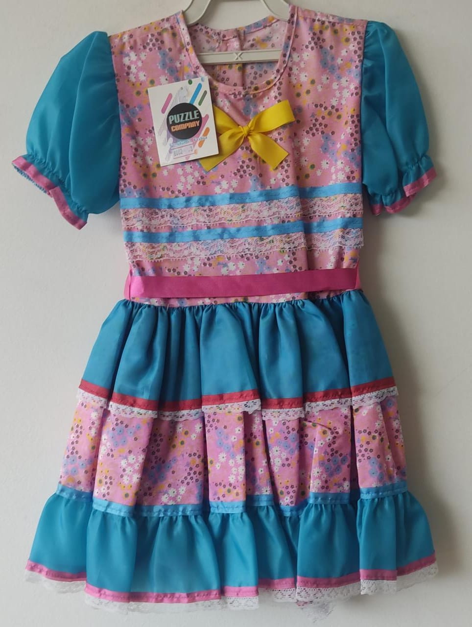 Fantasia Infantil Junino Azul e Rosa - 4 - 6 - 8 -10 - 12 - 14 - 16 - Podem Ter Variação Cor