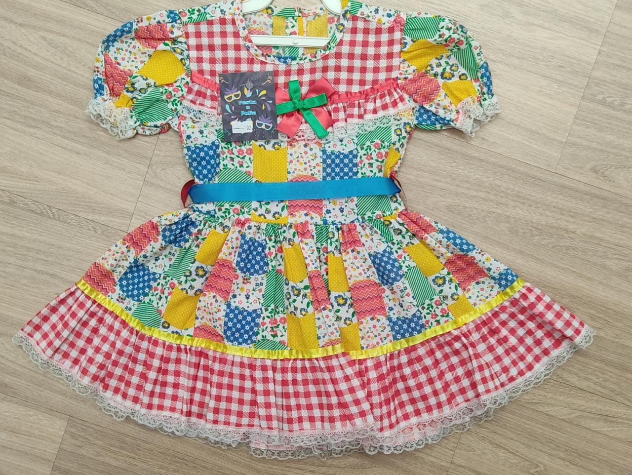 Fantasia Infantil Junino Azul - Verde - Vermelho - 4-6-8-10-12-14-16- Podem Ter Variação Cor