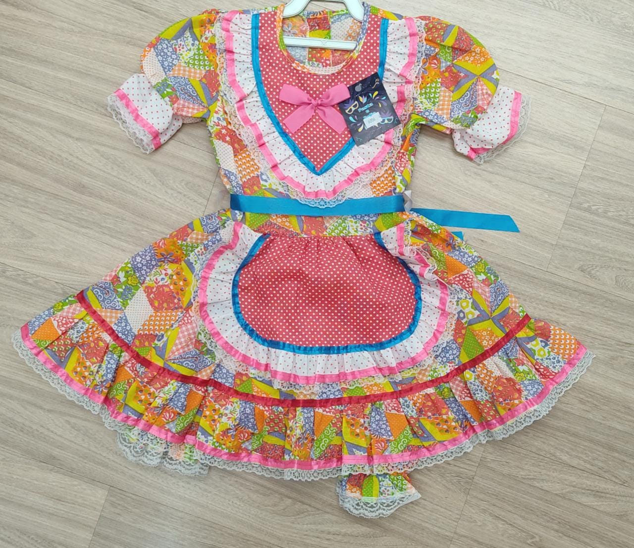 Fantasia Infantil Junino Azul - Verde - Vermelho - Laranja -  4-6-8-10-12-14-16- Podem Ter Variação Cor