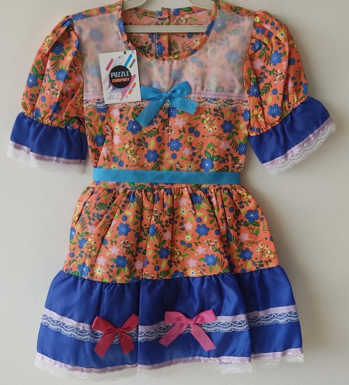 Fantasia Infantil Junino Laranja P-M-G GG - Podem Ter Variação Cor