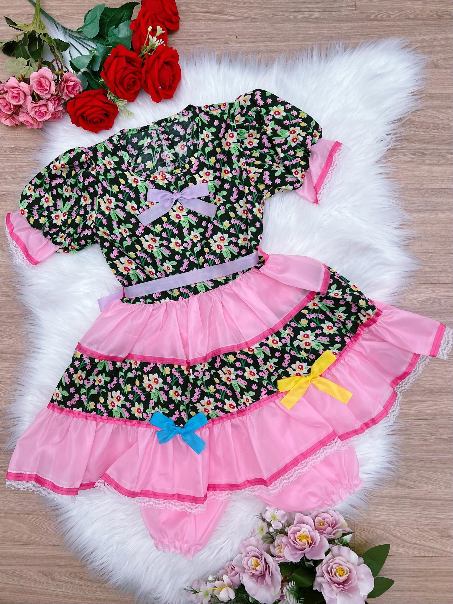 Fantasia Infantil Junino Preto P-M-G GG - Podem Ter Variação Cor