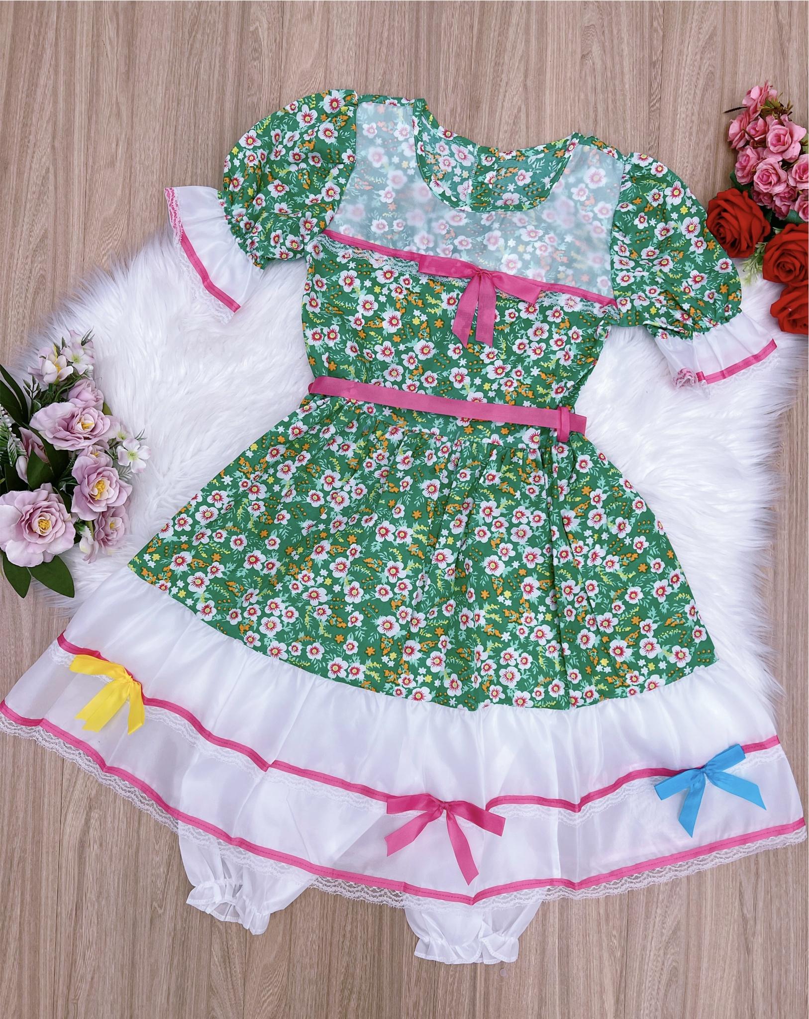 Fantasia Infantil Junino Verde P-M-G GG - Podem Ter Variação Cor