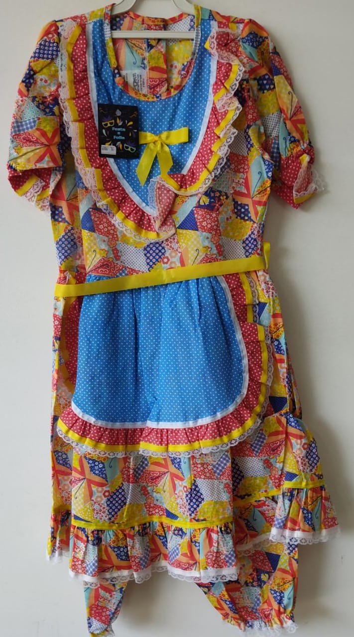 Fantasia Infantil Junino Vermelho - 4-6-8-10-12-14-16- Podem Ter Variação Cor