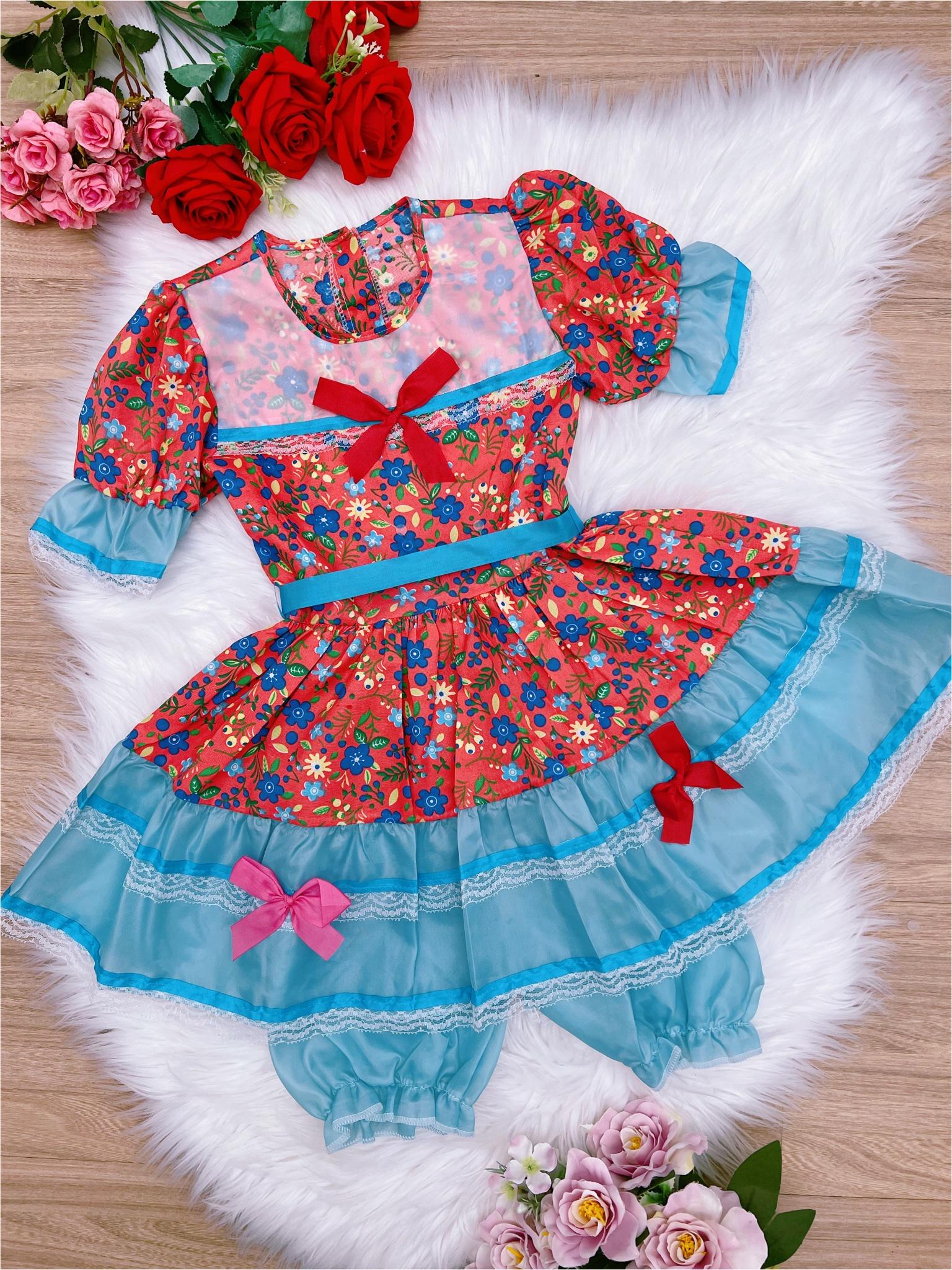Fantasia Infantil Junino Vermelho - P- M - G - GG - Podem Ter Variação Cor