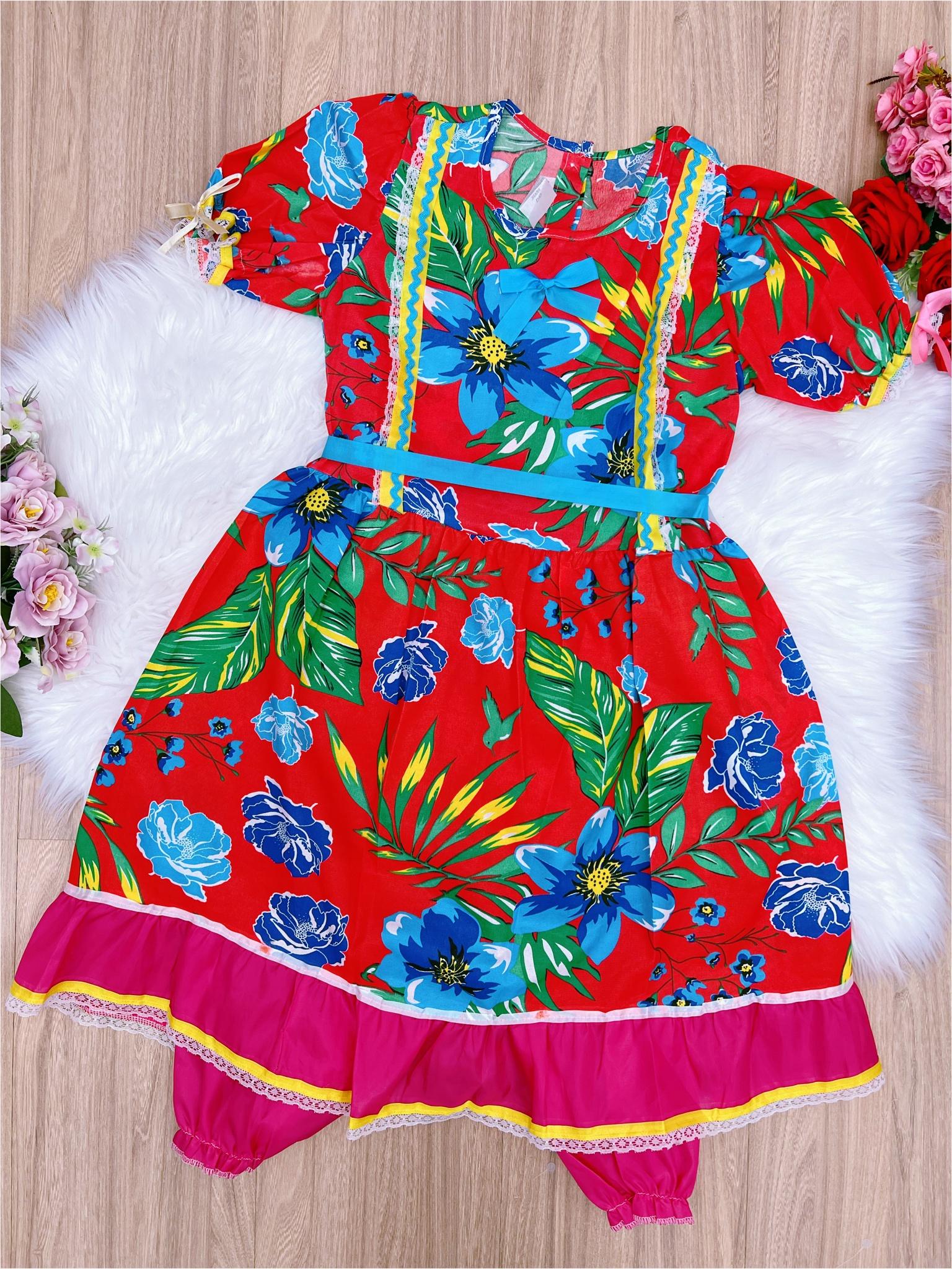 Fantasia Infantil Junino Vermelho - P-M-G GG - Podem Ter Variação Cor