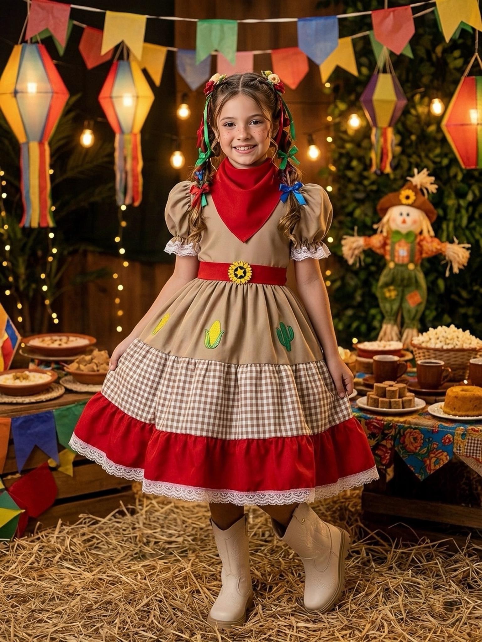 Fantasia Infantil Junino Arraiá Festas da Maria Bonita