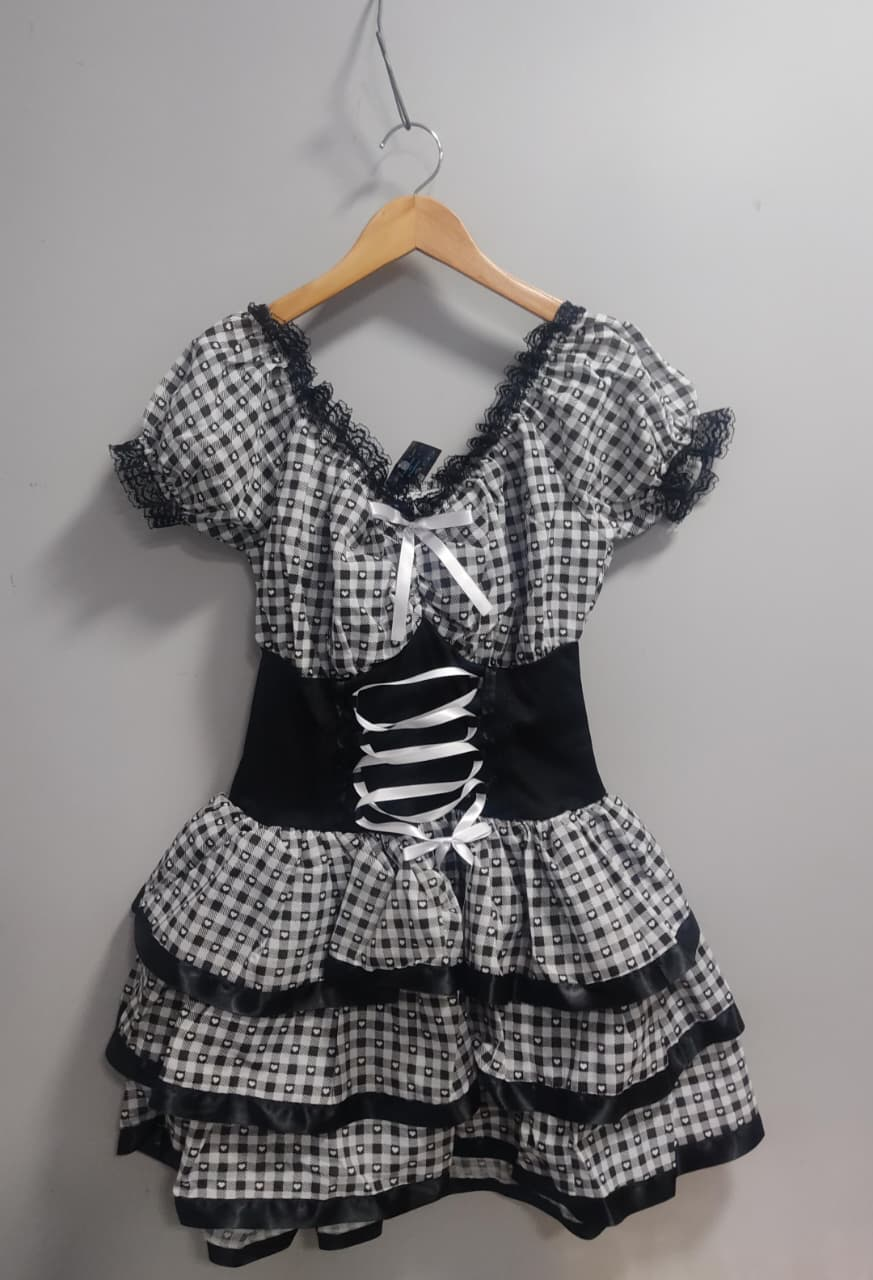 Fantasia Adulto Junino Arraiá Preto Xadrez Festas