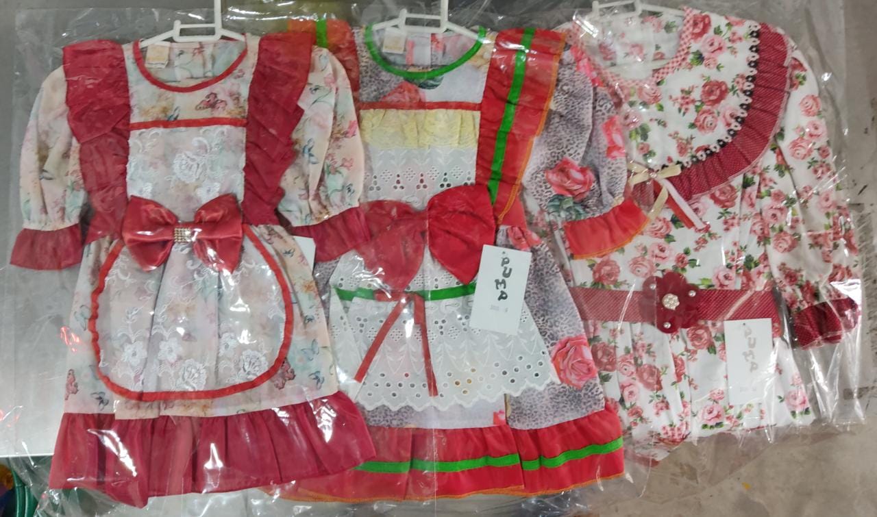 Kit 3 Peças Fantasia Infantil Junino  - 2- 4 -14 - Variação Cor