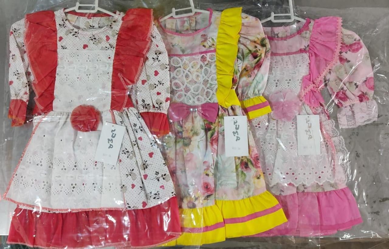 Kit 3 Peças Fantasia Infantil Junino  - 2- 4 -6 - Variação Cor