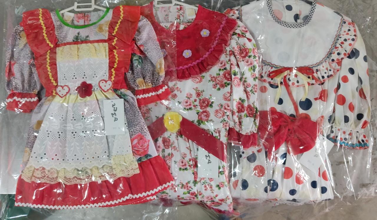 Kit 3 Peças Fantasia Infantil Junino  - 4-14-16 - Variação Cor