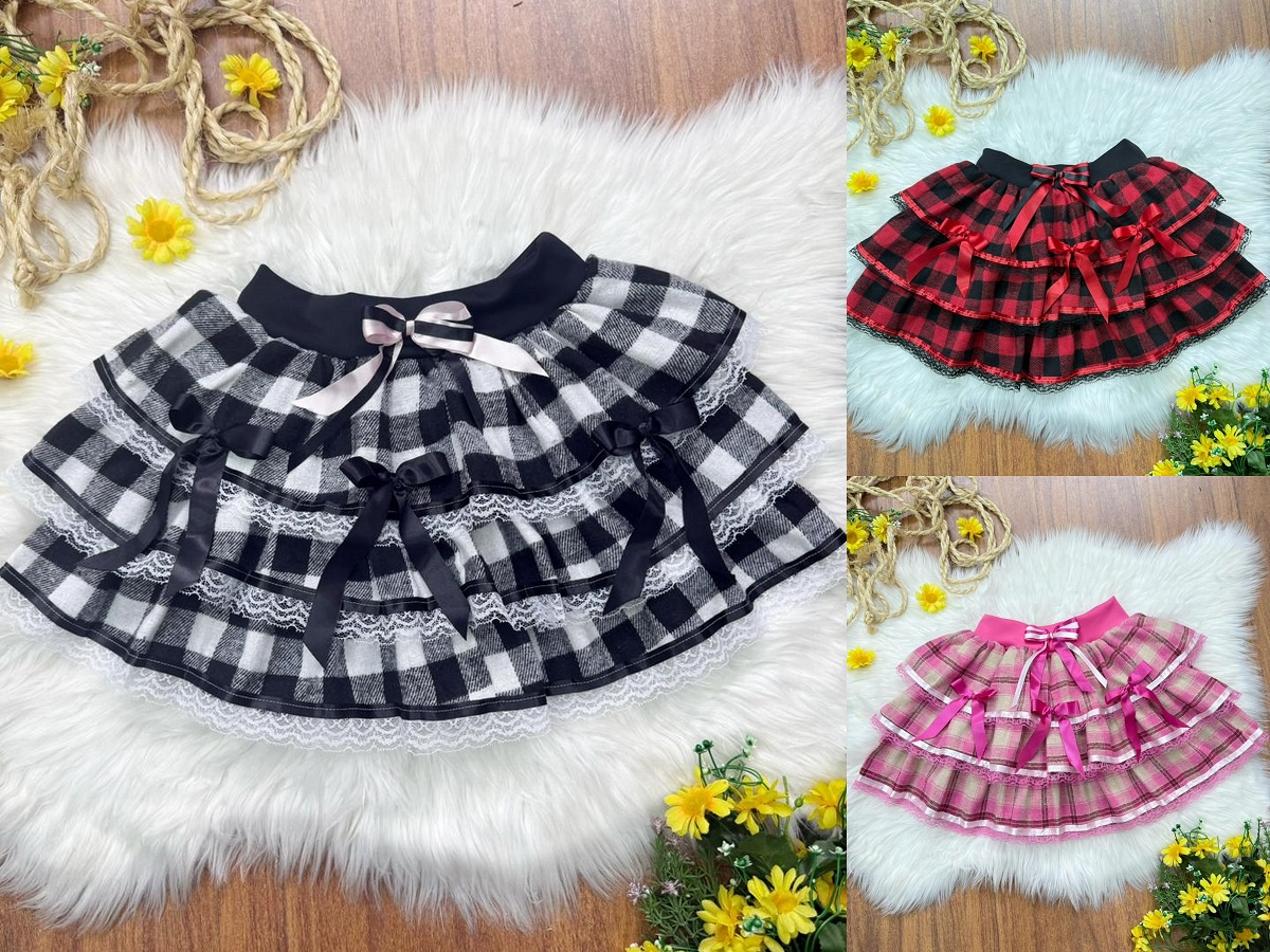 Saia Infantil de Flanela Xadrez Varias Cores